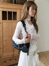 Lace scarf drape T