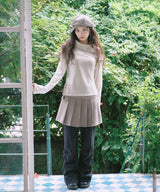 BUTTON WRAP MINI SKIRT - TAUPE GRAY