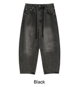 Rough Curved Washed Denim Pants