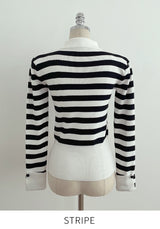 26SS★ Siez Color Matching Button Collar Knit