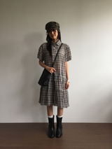 Cold check collar dress (2color) 
