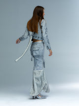 Emoha Silver Cat Tail Burst Leather Jacket