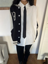 [UNISEX] 1970 バーシティカラーコンビネーション長袖オーバーフィットニットカーディガン (3 colors)