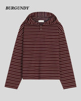 (UNISEX) Multi Stripe Hood Long Sleeve