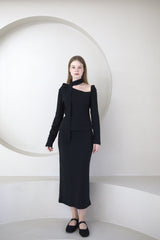 Unbalanced Muffler Knit Black