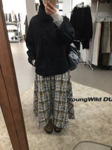 Laptile patchwork long skirt (2color)
