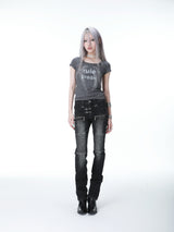 SEXXDEVIL Moto Washed Straight Jeans