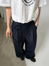 ベルテッド デニム ワイドスラックス