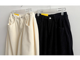 Sand corduroy side pin-tuck wide pants