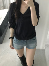 Button Roll-Up T-Shirt (3 colors)