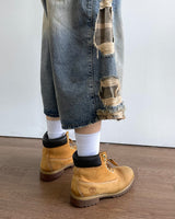 Destroyed Camouflage Denim Half Pants