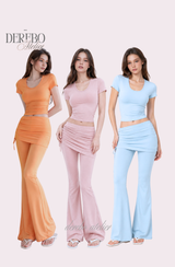 Liiv short-sleeve cap training shirring pants set (REGULAR PANTS)