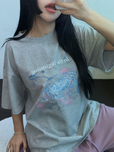 MY GALAXY☪🌌✨AURORA PRINTING T SHIRT 🎀🩶2COLOR