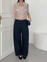Pocket Organza See-through Short Sleeve Shirt