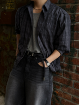 Enter checkered cropped shirt