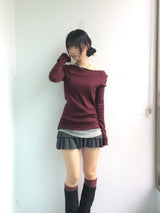Milkfur high neck suede jumper
