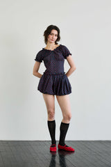 MINI HEART BALLOON SKIRT PANTS / NAVY