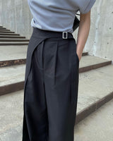 Carbon side buckle wrap slacks