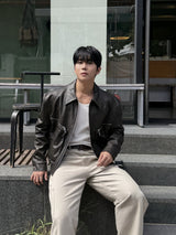 Kai zipper leather jacket