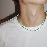LOVE SKINNY BEADS NECKLACE GREEN (M)