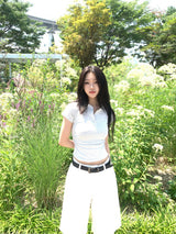 シティクラシックピンタックバミューダパンツ(White)