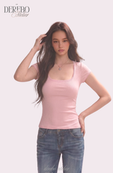 ミンキースクエアスリムカラーショートスリーブTシャツ