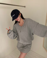 [MADE/6color] ポニー、Vネックのゆったりフィットトレーナー