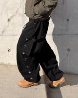 Stellon Cross Embroidery Balloon Pants