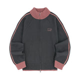 スポーティトラックセミクロップニットジップアップ - 3COLOR
