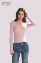 デイジーVネックレース長袖Tシャツ