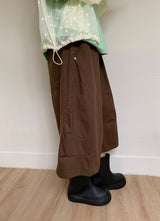 [unisex]マド カット ピンタック ワイド バンディング バーミューダ パンツ