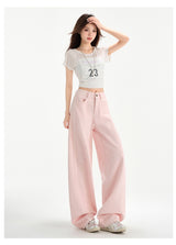 Cherry Blossom Pink Wide Leg Lyocell Denim Jeans