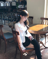 [♡MADE♡ ] ティプシーガールスクエアアイレットシャツ (tie set)