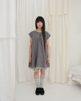 COUNTRY FLARE LINEN DRESS / CHARCOAL