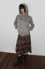 SHIRRING HIGH NECK ZIP-UP