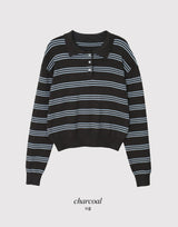 #DOマルチボーダーハーフボタンカラー ニット (2color)