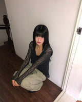 セルメッシュシースルー長袖カーディガン