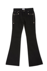 スタッドブーツカットデニムパンツ (BLACK) ウィメン