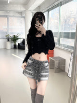 1139. Piercing star denim mini sk