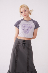コントラストカラーラウンドネックラグラン半袖Tシャツ