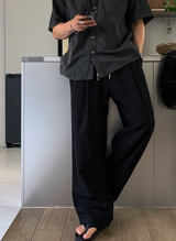 Cool Pin Tuck Linen Wide Pants