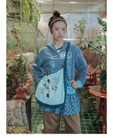 UnsocialNight original literary retro versatile casual illustration printed one-shoulder cross-body bag for women
