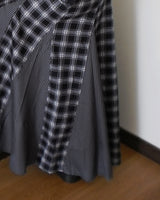 Curry Checkered Color Long Skirt