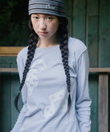ストライプド ミュージック ノート LS Tシャツ(CV2GFFT554A)