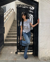 Yoning Check Short Sleeve Blouse