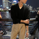 LMN マイルクロップオーバーサイズフィットVネックニットウェア (8 colors)