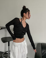 Multi strip knit halter sleeveless