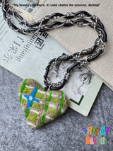 Felt Heart Long Chain Necklace