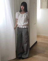 Cooire Two-Button Bootcut Cargo Pants