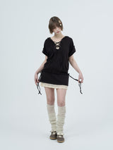 eyelet lace hood op / brown